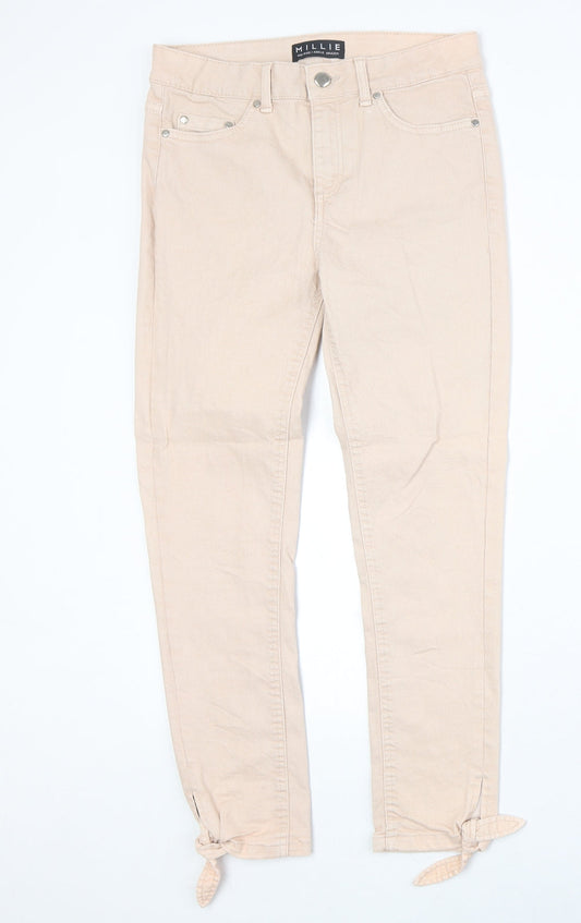 Peacocks Womens Pink Cotton Straight Jeans Size 10 Regular Zip