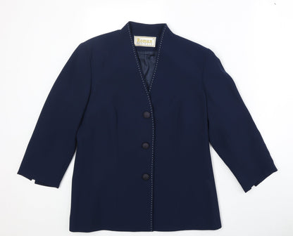 Roman Womens Blue Polyester Jacket Blazer Size 14