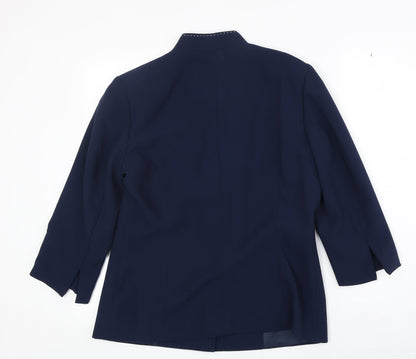 Roman Womens Blue Polyester Jacket Blazer Size 14