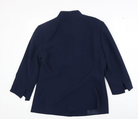 Roman Womens Blue Polyester Jacket Blazer Size 14
