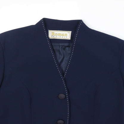 Roman Womens Blue Polyester Jacket Blazer Size 14