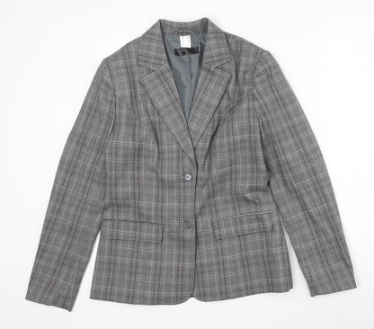 Bonprix Womens Grey Plaid Polyester Jacket Suit Jacket Size 14