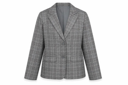 Bonprix Womens Grey Plaid Polyester Jacket Suit Jacket Size 14