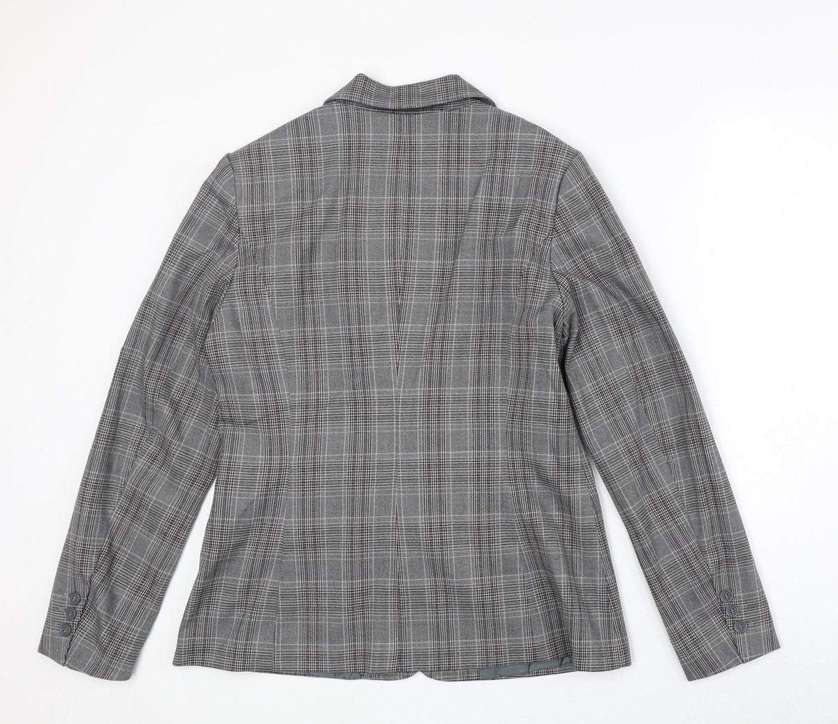Bonprix Womens Grey Plaid Polyester Jacket Suit Jacket Size 14