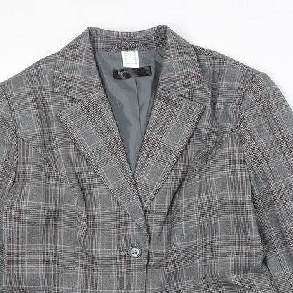 Bonprix Womens Grey Plaid Polyester Jacket Suit Jacket Size 14