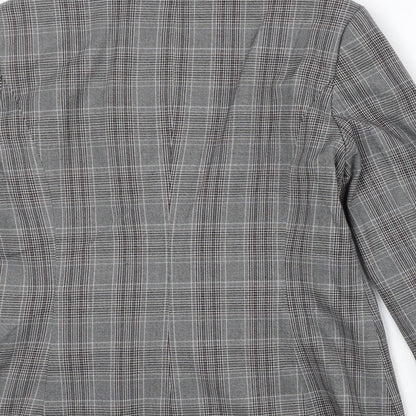 Bonprix Womens Grey Plaid Polyester Jacket Suit Jacket Size 14