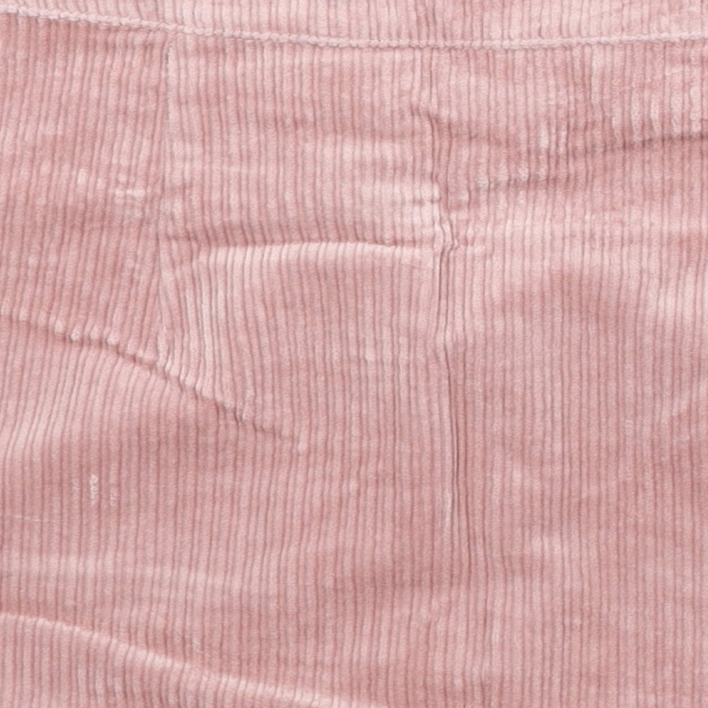 Bershka Womens Pink Cotton Mini Skirt Size S Button