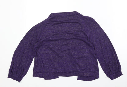 Butterfly Girls Purple Round Neck Viscose Cardigan Jumper Size 15 Years Button