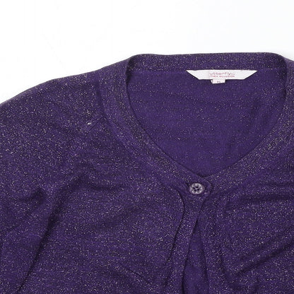 Butterfly Girls Purple Round Neck Viscose Cardigan Jumper Size 15 Years Button