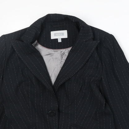 NEXT Womens Black Pinstripe Polyester Jacket Suit Jacket Size 10