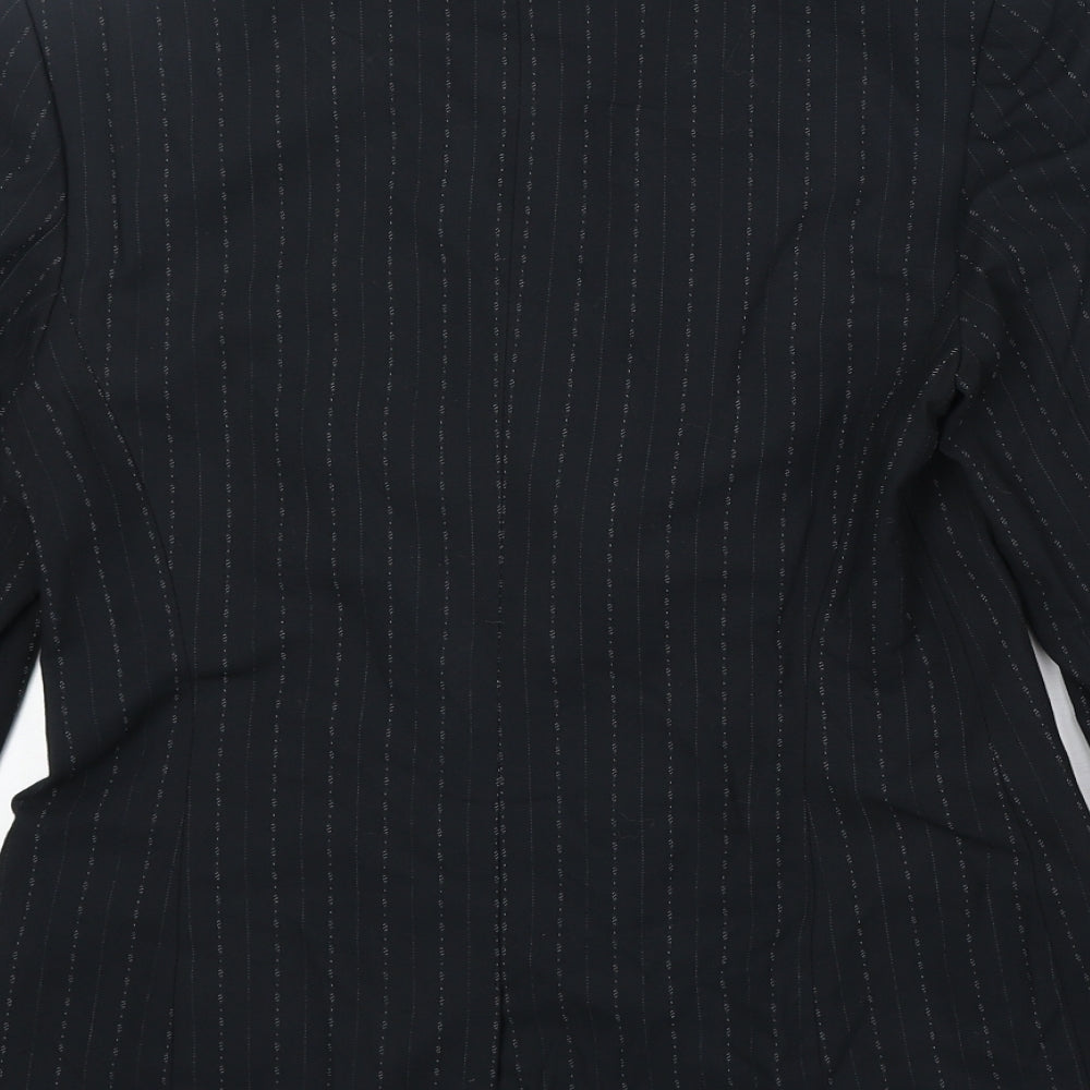 NEXT Womens Black Pinstripe Polyester Jacket Suit Jacket Size 10