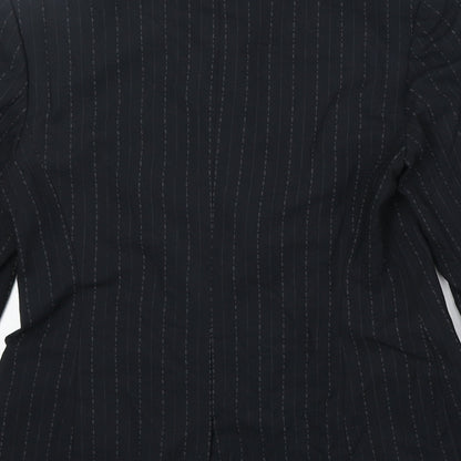 NEXT Womens Black Pinstripe Polyester Jacket Suit Jacket Size 10