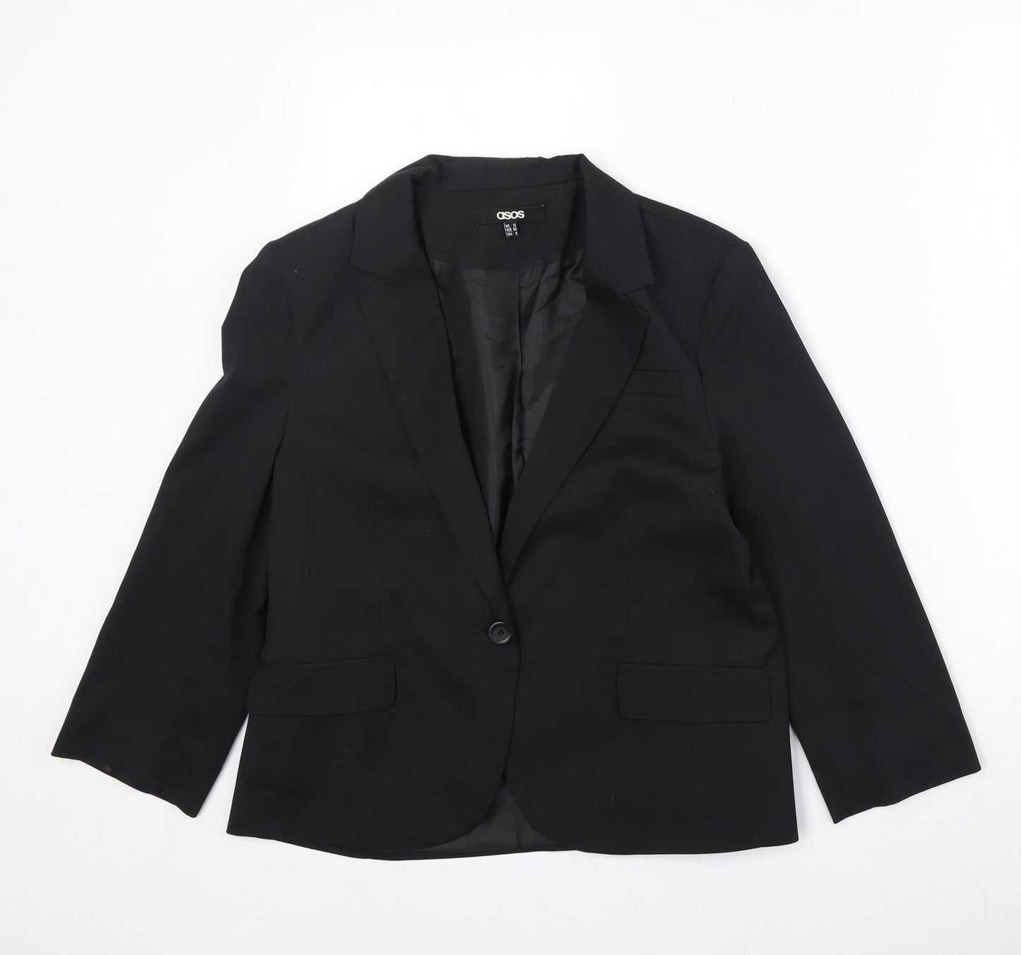 ASOS Womens Black Polyester Jacket Blazer Size 12