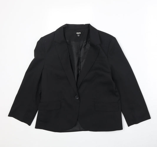 ASOS Womens Black Polyester Jacket Blazer Size 12
