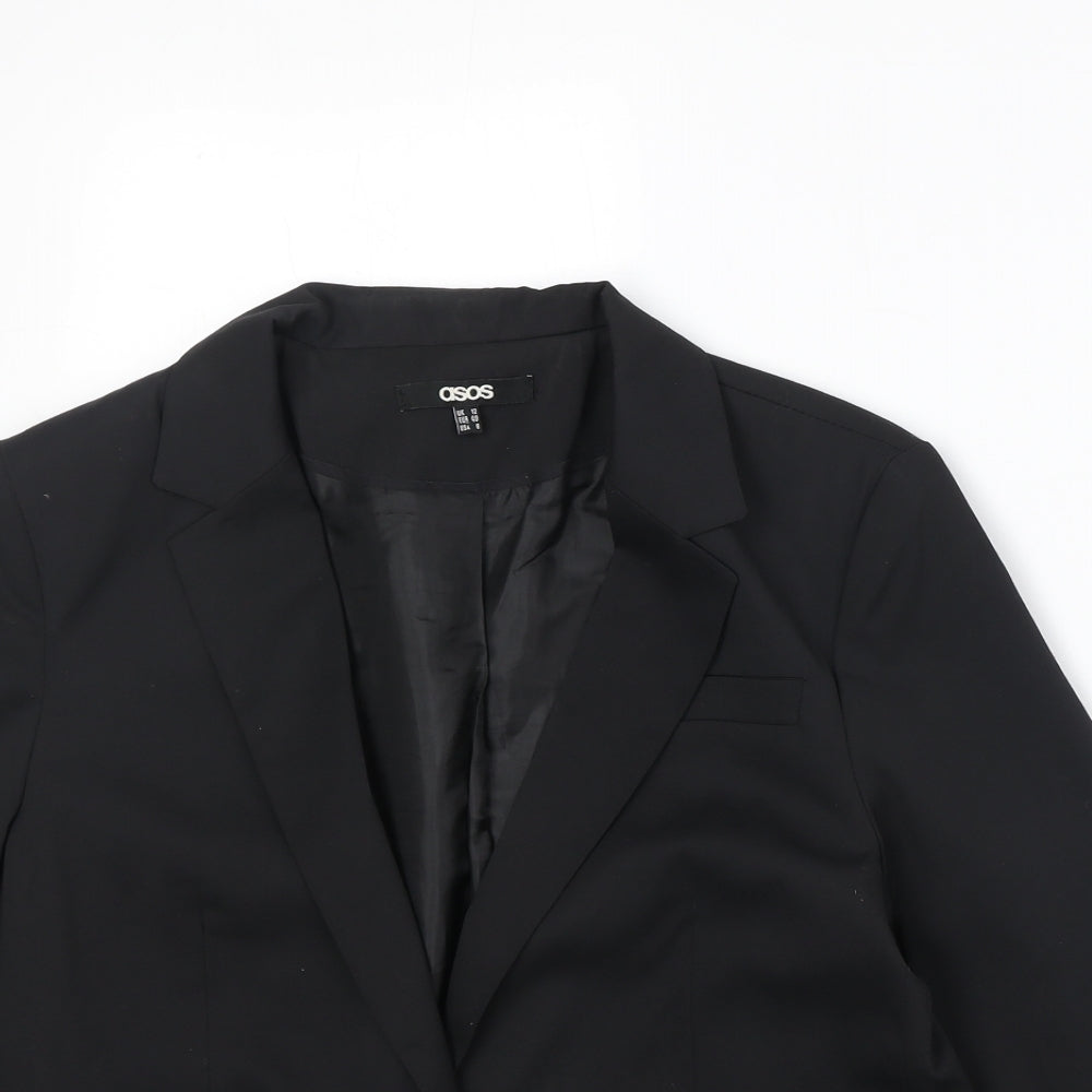 ASOS Womens Black Polyester Jacket Blazer Size 12