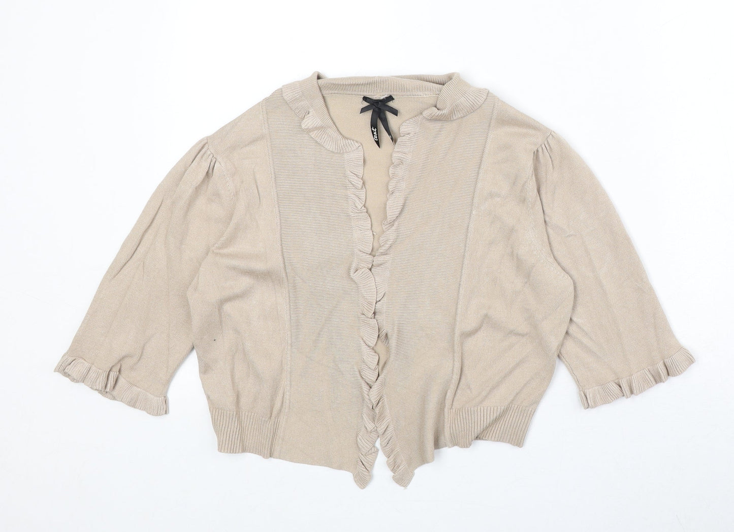 Womens UK Size M Text Beige Cardigan Jumper