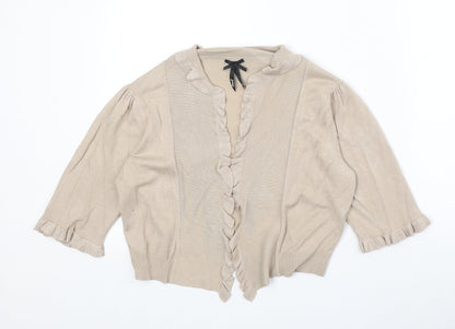 Womens UK Size M Text Beige Cardigan Jumper