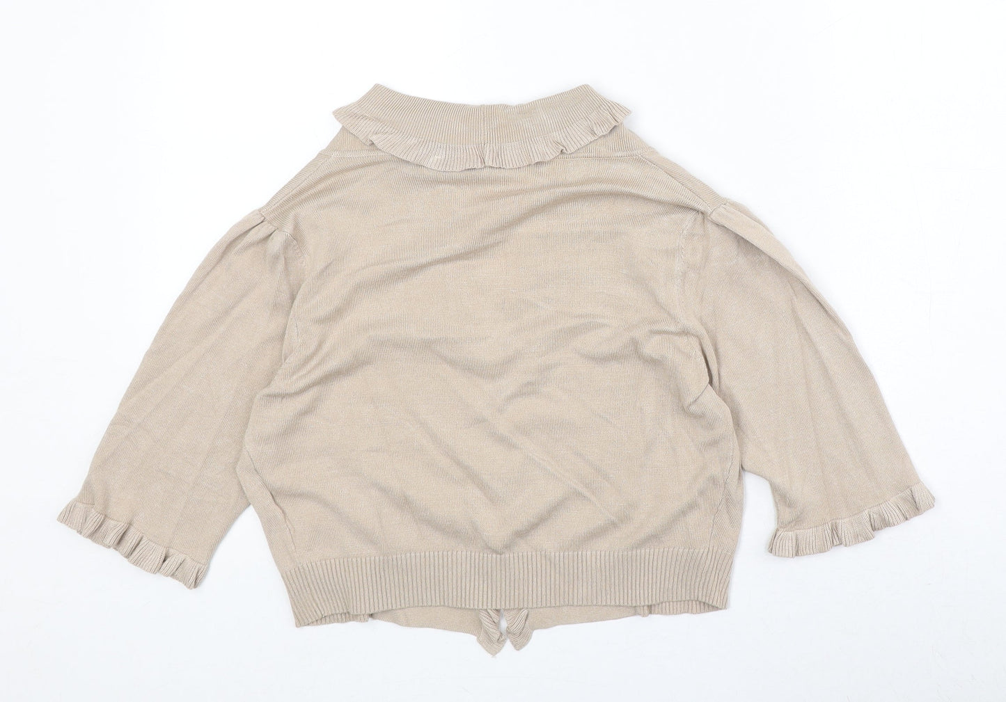Womens UK Size M Text Beige Cardigan Jumper