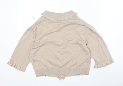 Womens UK Size M Text Beige Cardigan Jumper