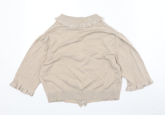 Womens UK Size M Text Beige Cardigan Jumper