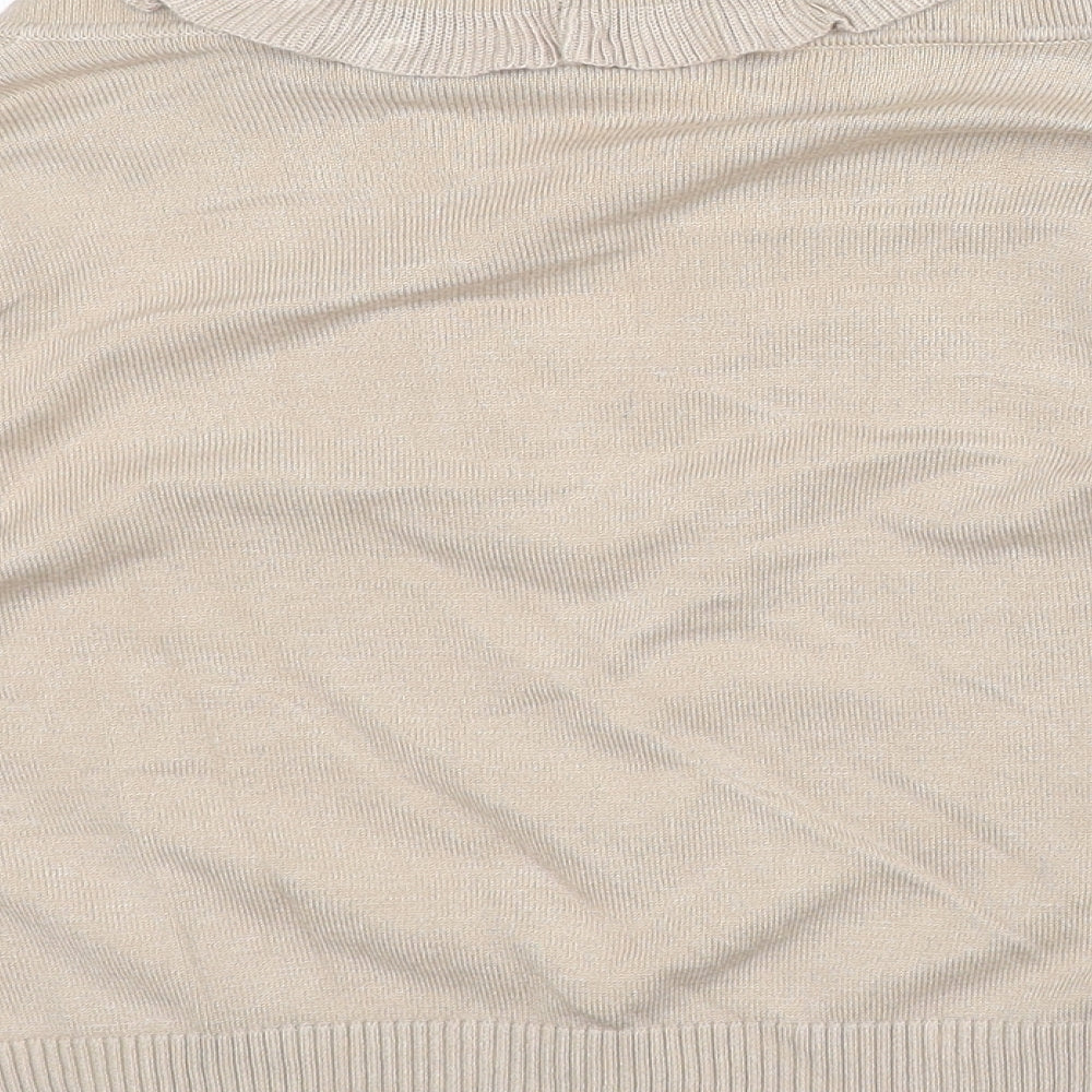 Womens UK Size M Text Beige Cardigan Jumper