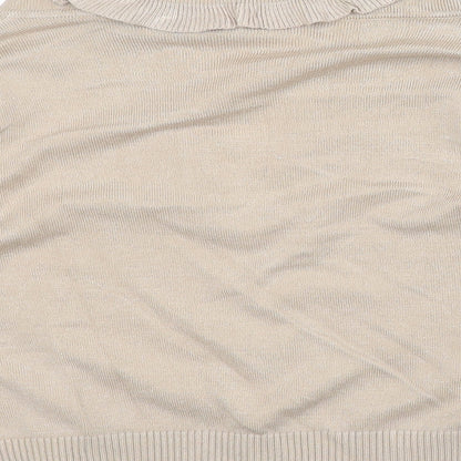 Womens UK Size M Text Beige Cardigan Jumper