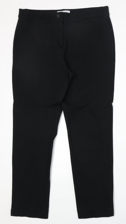 Cleo Womens Black Viscose Chino Trousers Size 12 Regular Zip