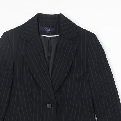Debenhams Womens Black Striped Polyester Jacket Suit Jacket Size 10