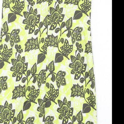 Debenhams Womens Green Floral Polyester A-Line Size 10 Round Neck Zip