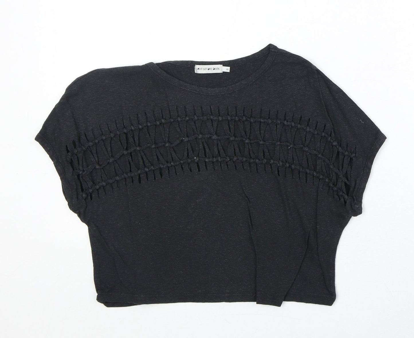 Light Before Dark Womens Grey Geometric Cotton Basic Tank Size XS Round Neck