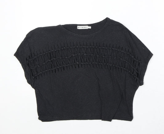 Light Before Dark Womens Grey Geometric Cotton Basic Tank Size XS Round Neck