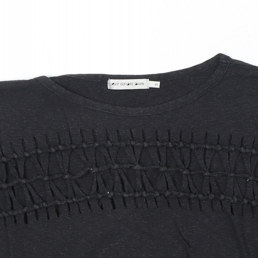 Light Before Dark Womens Grey Geometric Cotton Basic Tank Size XS Round Neck