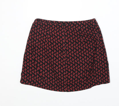 Cooperative Womens Black Floral Cotton Mini Skirt Size XS Zip