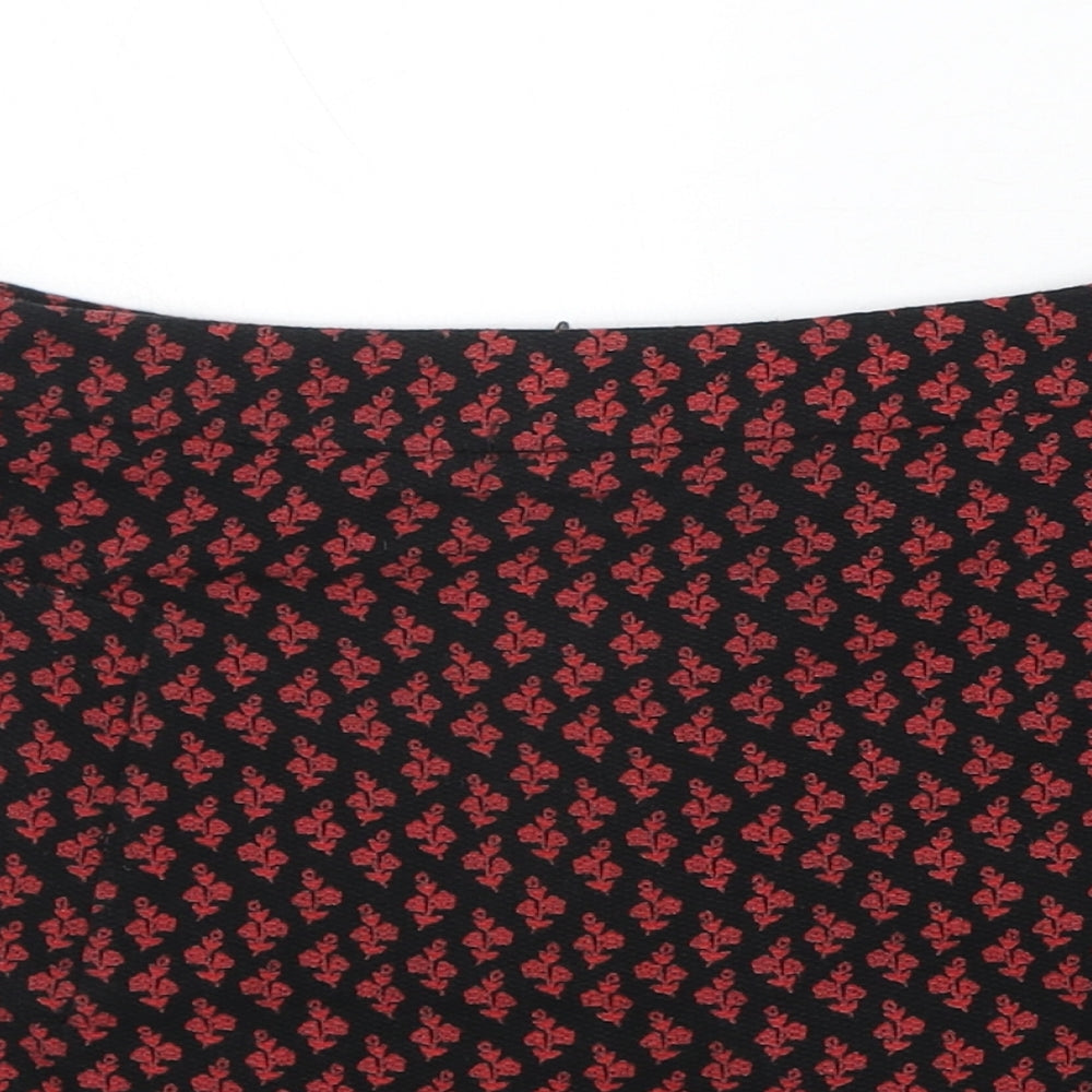 Cooperative Womens Black Floral Cotton Mini Skirt Size XS Zip