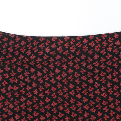 Cooperative Womens Black Floral Cotton Mini Skirt Size XS Zip