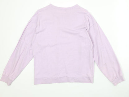 I SAW IT FIRST Womens Purple Cotton Pullover Sweatshirt Size S Pullover
