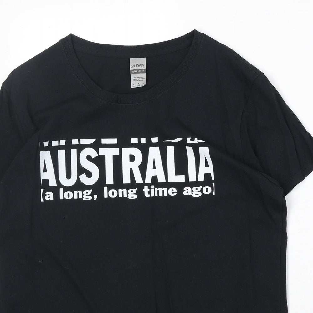 Mens UK Size L Gildan Black  T-Shirt