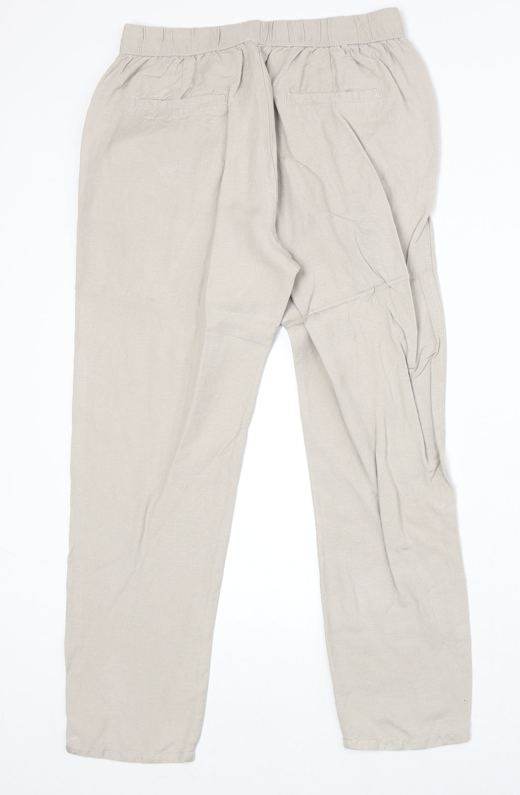 Encuentro Womens Beige Linen Chino Trousers Size 14 Regular