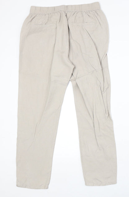 Encuentro Womens Beige Linen Chino Trousers Size 14 Regular
