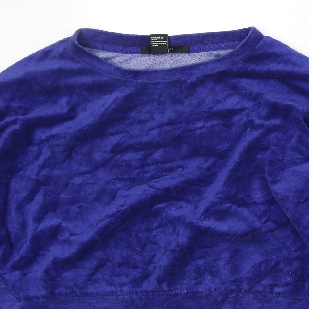 Womens UK Size S FOREVER 21 Blue Pullover Sweatshirt