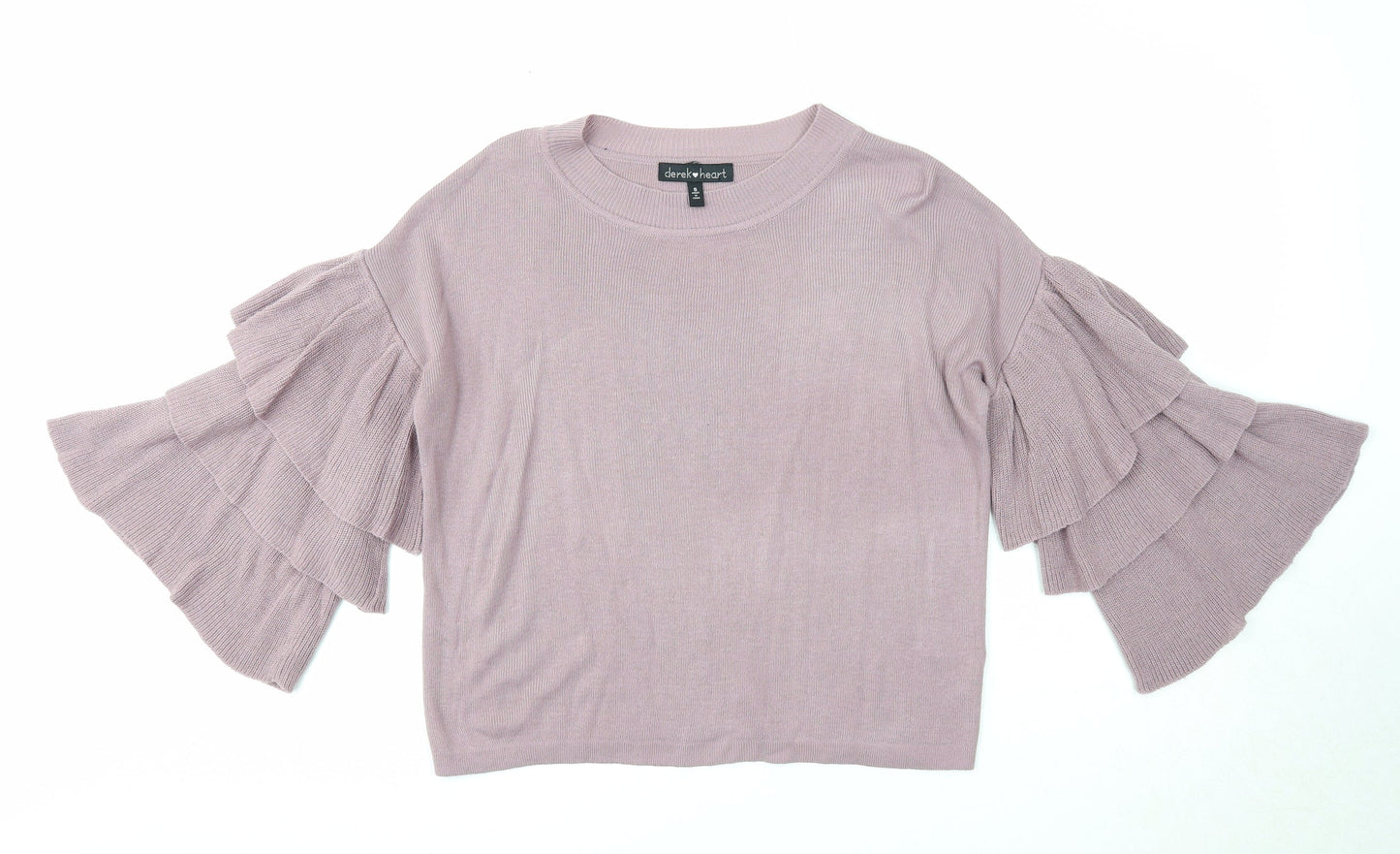 Derek Heart Womens Purple Round Neck Acrylic Pullover Jumper Size S