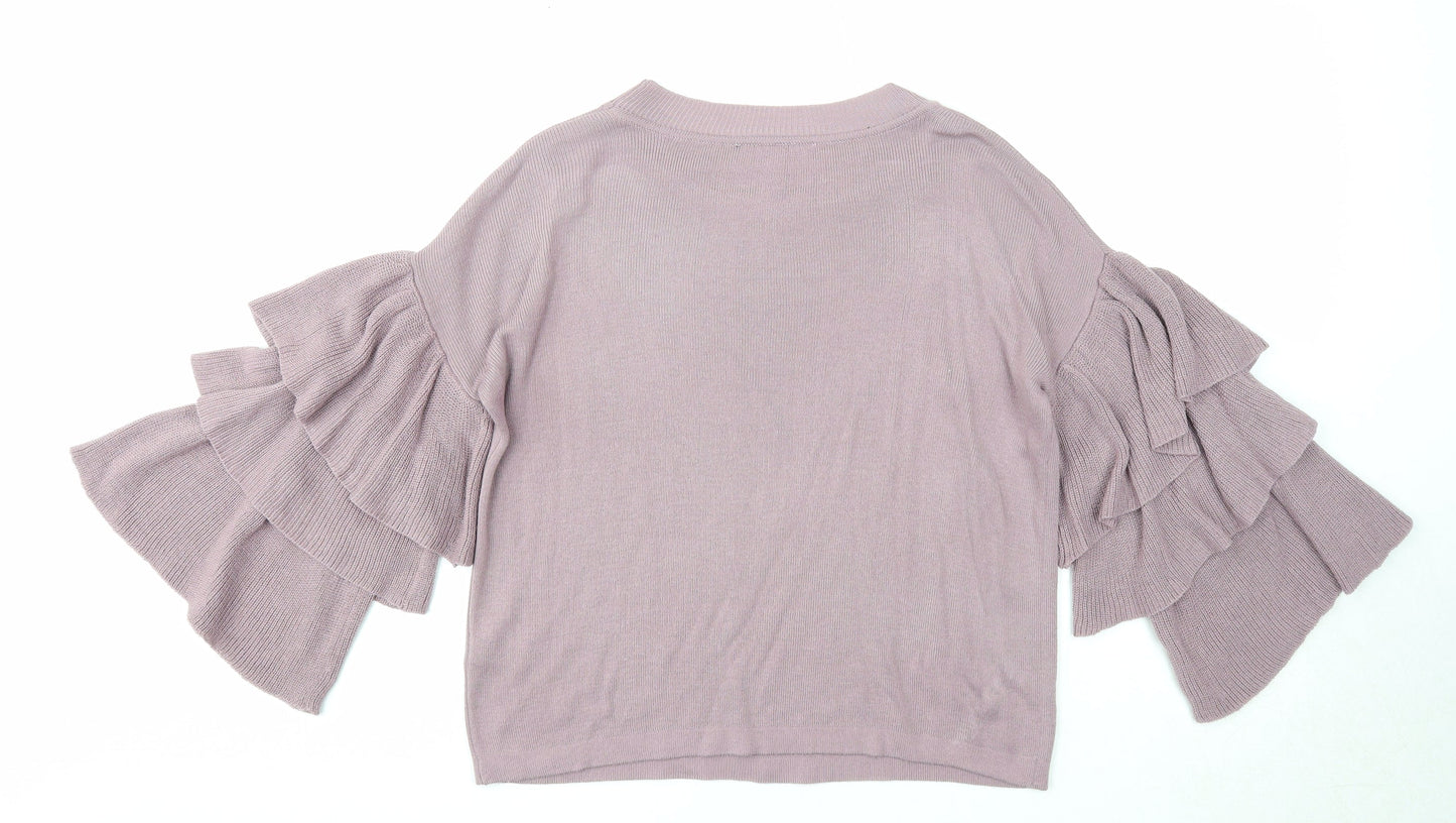 Derek Heart Womens Purple Round Neck Acrylic Pullover Jumper Size S