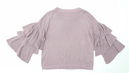 Derek Heart Womens Purple Round Neck Acrylic Pullover Jumper Size S