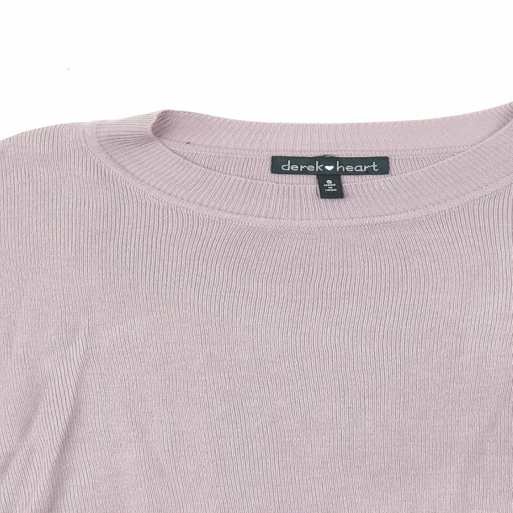 Derek Heart Womens Purple Round Neck Acrylic Pullover Jumper Size S
