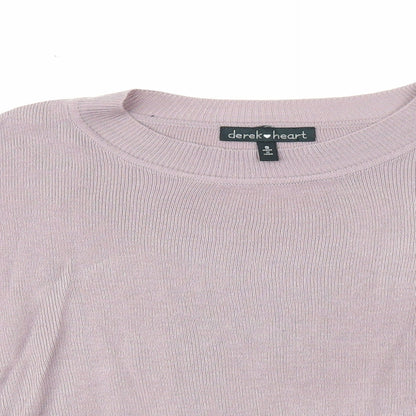 Derek Heart Womens Purple Round Neck Acrylic Pullover Jumper Size S
