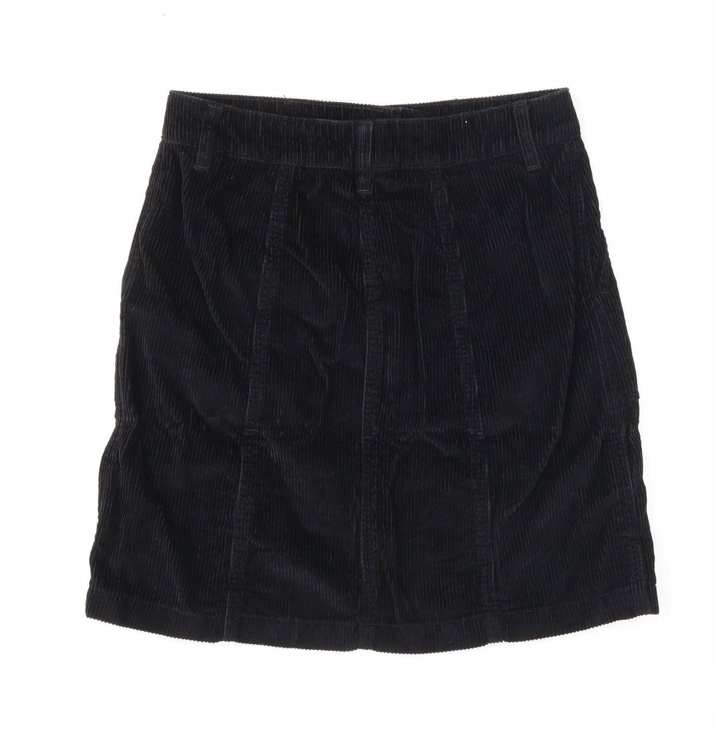 NEXT Womens Black Cotton A-Line Skirt Size 6 Zip