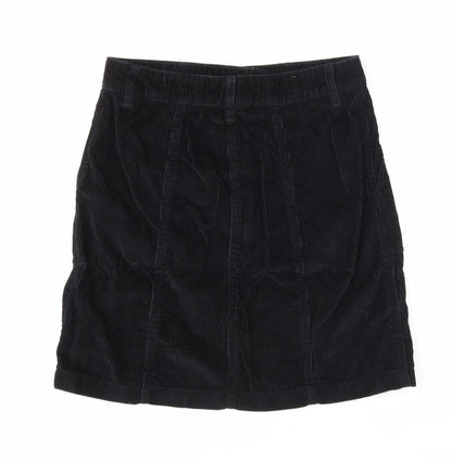 NEXT Womens Black Cotton A-Line Skirt Size 6 Zip