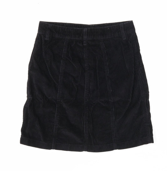 NEXT Womens Black Cotton A-Line Skirt Size 6 Zip