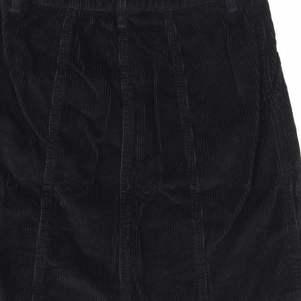 NEXT Womens Black Cotton A-Line Skirt Size 6 Zip