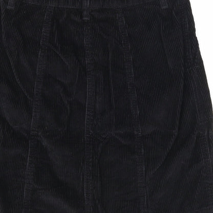 NEXT Womens Black Cotton A-Line Skirt Size 6 Zip